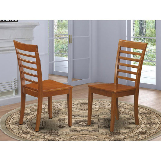 Milan Kitchen Chair With Wood Seat - Saddle Brown Finish, Set Of 2 By East West Furniture | Dining Chairs | Modishstore