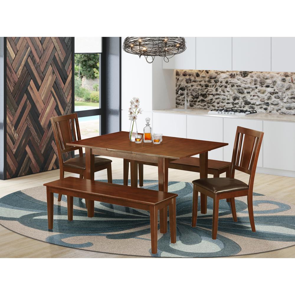 5 Pc Kitchen Dinette Set-Small Dining Tables Plus 2 Dining Chairs And 2 Benches By East West Furniture | Dining Sets | Modishstore