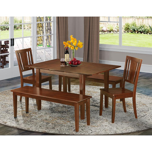 5 Pc Dinette Set For Small Spaces-Tables 2 Dining Chairs And 2 Benches By East West Furniture | Dining Sets | Modishstore