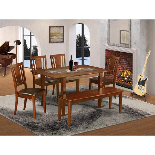 6 Pc Kitchen Nook Dining Set-Breakfast Nook And 4 Dining Chairs And Bench By East West Furniture | Dining Sets | Modishstore