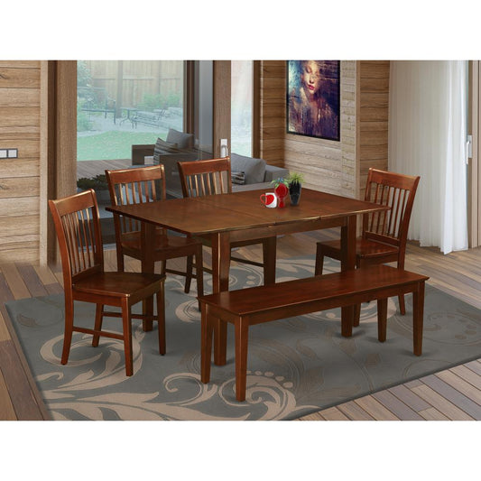 6 Pc Small Kitchen Table Set- Tables And 4 Dining Chairs And Dining Bench By East West Furniture | Dining Sets | Modishstore