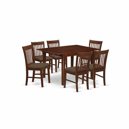Mlno7-Mah-C 7 Pc Small Kitchen Table Set-Small Dining Tables And 6 Kitchen Chairs By East West Furniture | Dining Sets | Modishstore