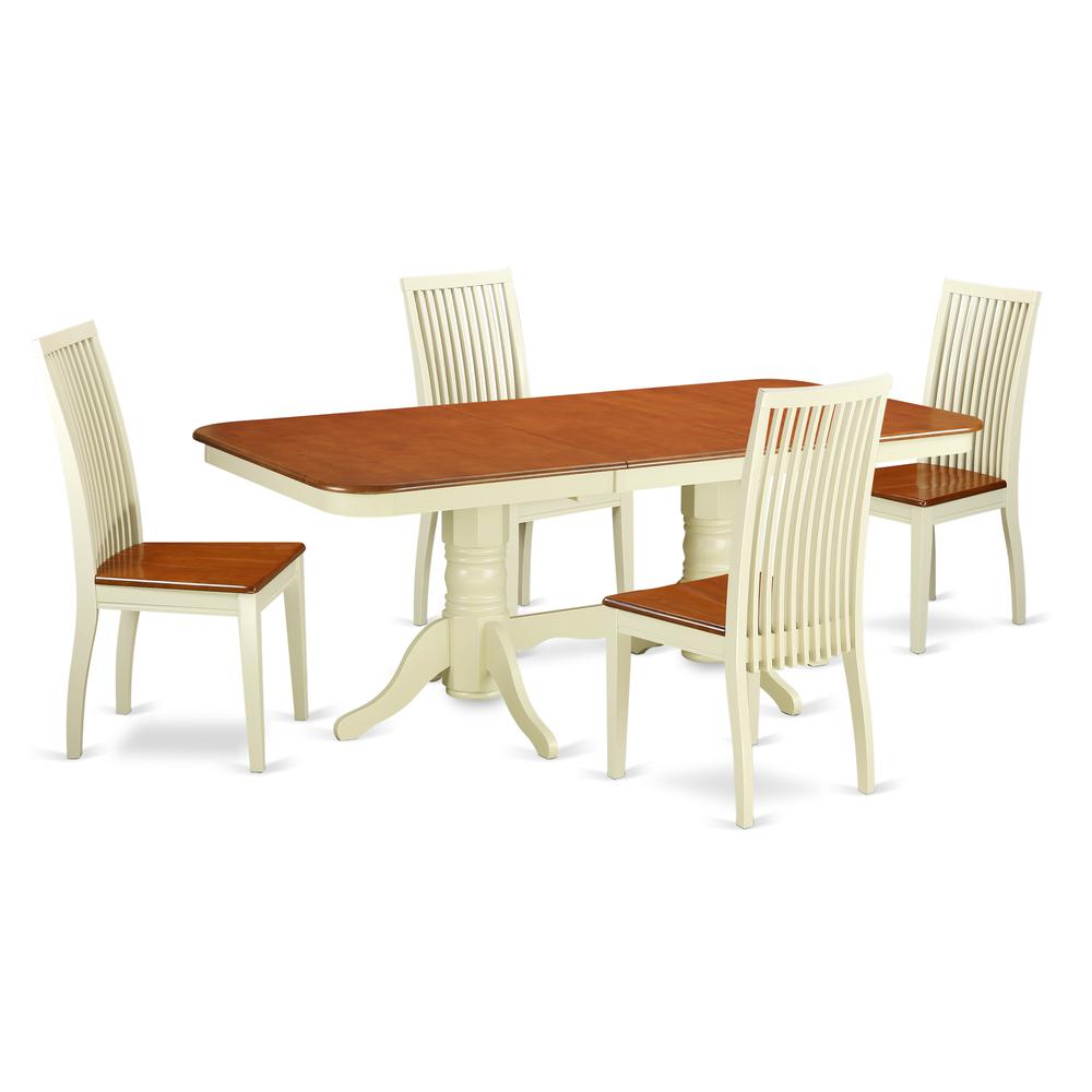 Dining Room Set Buttermilk & Cherry NAIP5-BMK-W By East West Furniture | Dining Sets | Modishstore - 2