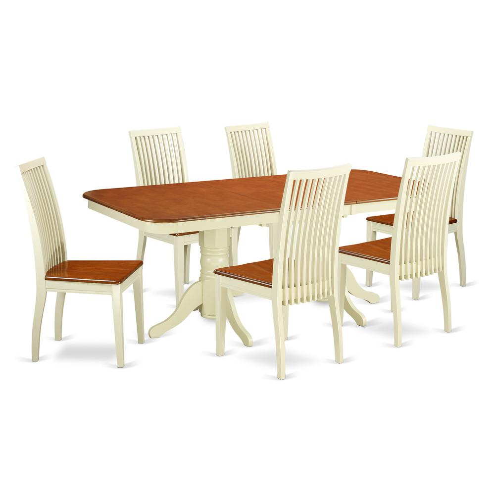Dining Room Set Buttermilk & Cherry NAIP7-BMK-W By East West Furniture | Dining Sets | Modishstore - 2