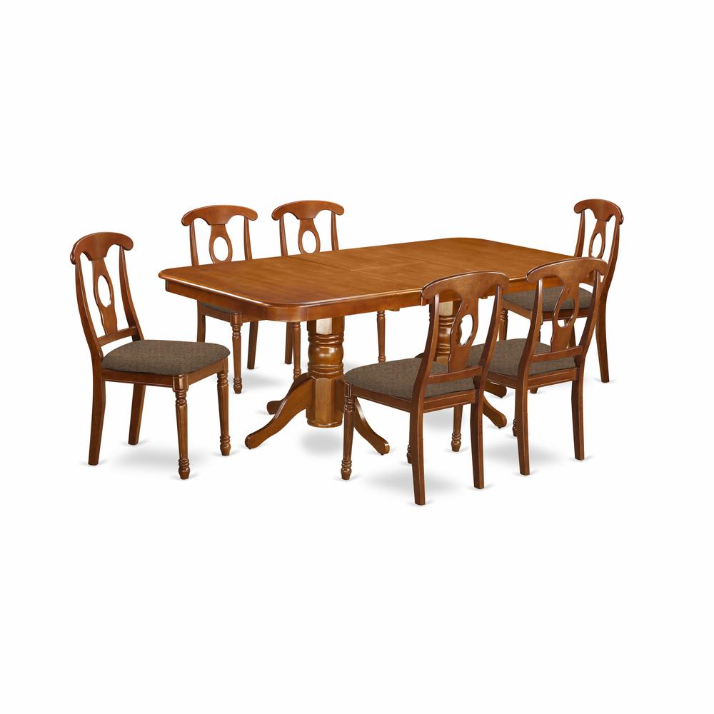Nana7-Sbr-C 7 Pc Dining Room Set For 6-Rectangular Table With Leaf And 6 Chairs For Dining By East West Furniture | Dining Sets | Modishstore
