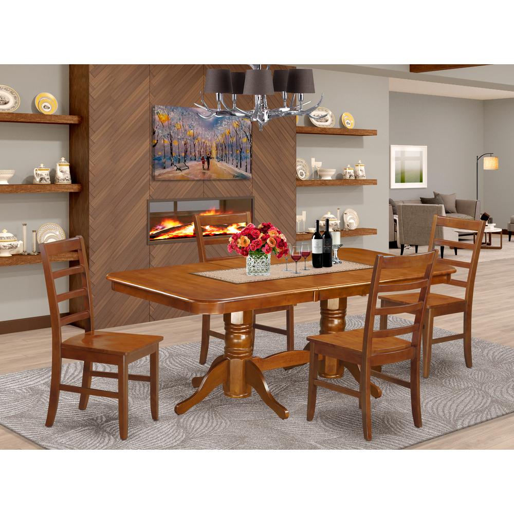 5 Pc Set Napoleon Kitchen Table Offering Leaf And 4 Wood Kitchen Chairs In Saddle Brown By East West Furniture | Dining Sets | Modishstore
