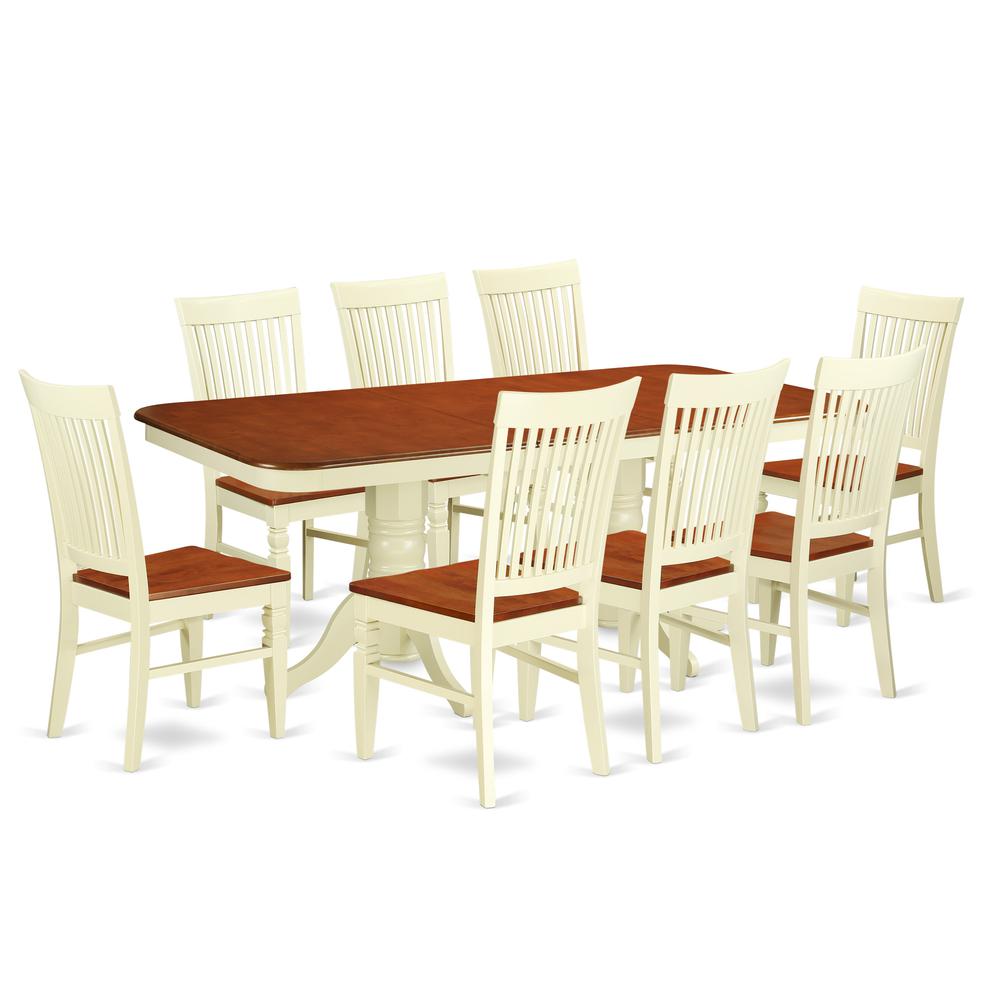 Dining Room Set Buttermilk & Cherry NAWE9-BMK-W By East West Furniture | Dining Sets | Modishstore - 2