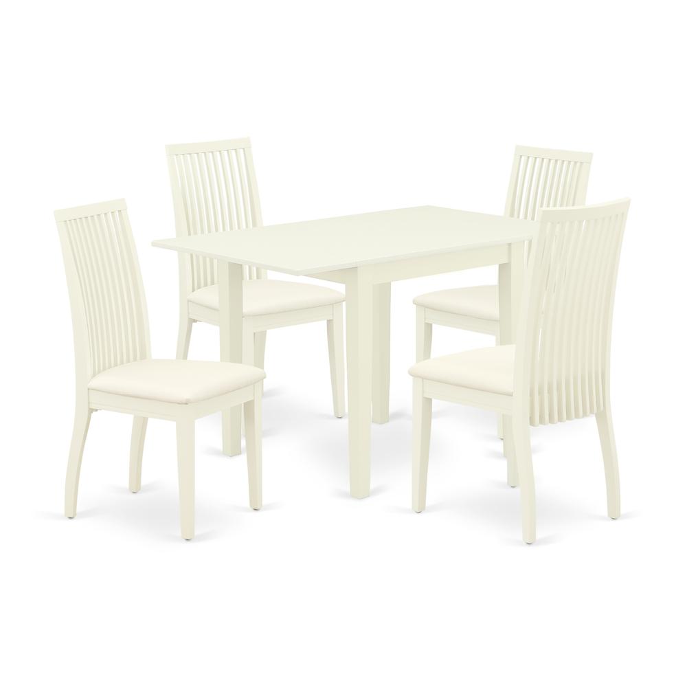 Dining Room Set Linen White NDIP5-LWH-C By East West Furniture | Dining Sets | Modishstore - 2