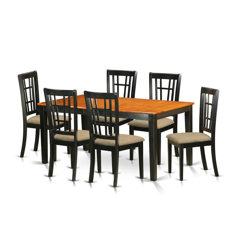Nico7-Blk-C 7 Pc Dining Room Set-Kitchen Tables Plus 6 Kitchen Chairs By East West Furniture | Dining Sets | Modishstore