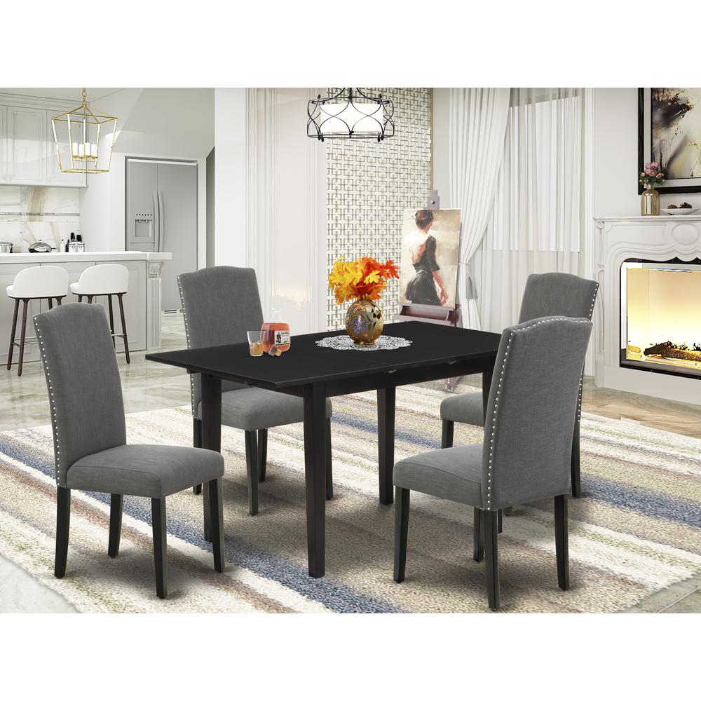 Dining Table - Parson Chairs NOEN5 - BLK - 20 By East West Furniture | Dining Sets | Modishstore - 2