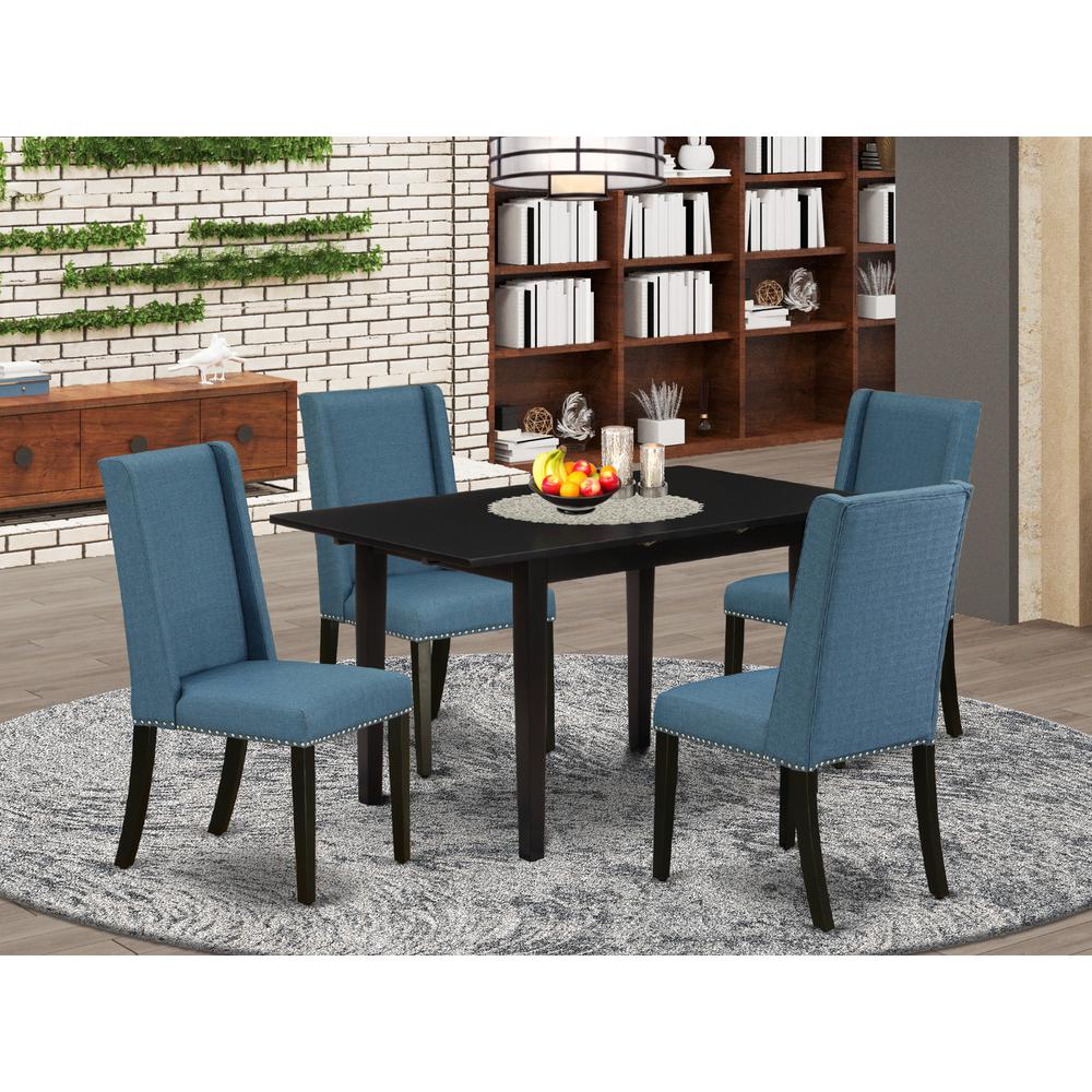 Dining Table - Parson Chairs NOFL5 - BLK - 21 By East West Furniture | Dining Sets | Modishstore - 2