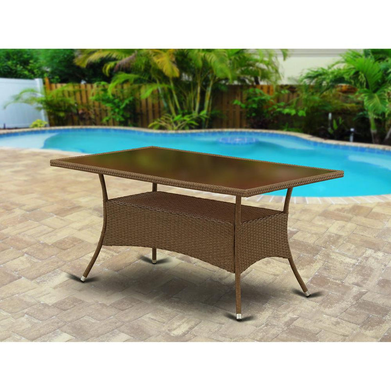 Wicker Patio Table Brown OSLTG02 By East West Furniture | Outdoor Tables | Modishstore - 2