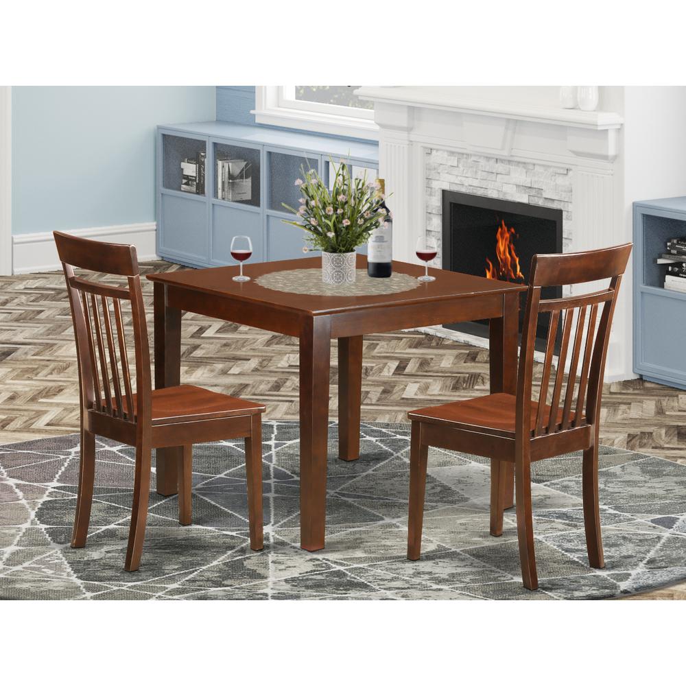3 Pc Dinette Table set with a Dining Table and 2 Dining Chairs in Mahogany By East West Furniture | Dining Sets | Modishstore - 2