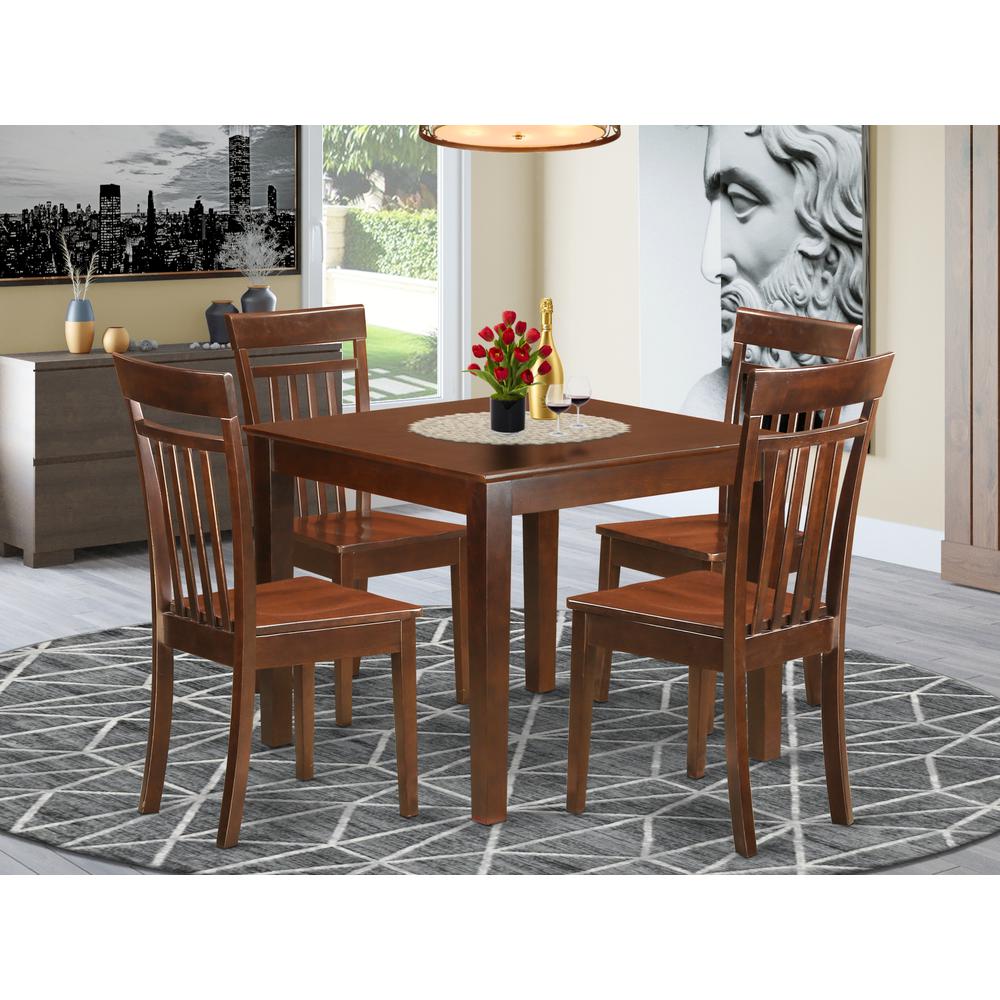 5 Pc Small Kitchen Table set with a Dining Table and 4 Dining Chairs in Mahogany By East West Furniture | Dining Sets | Modishstore - 2