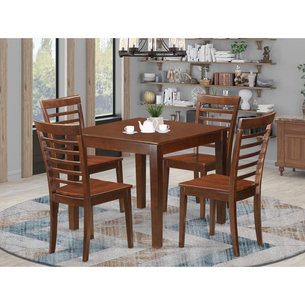 5 Pc Small Kitchen Table set with a Dining Table and 4 Kitchen Chairs in Mahogany By East West Furniture | Dining Sets | Modishstore - 2