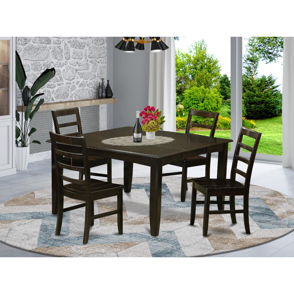 5 Pc Kitchen Set-Table With Leaf And 4 Dinette Chairs. By East West Furniture | Dining Sets | Modishstore