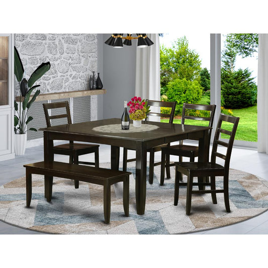 6 Pc Dining Set With Bench-Kitchen Table With Leaf And 4 Dining Chairs Plus Bench. By East West Furniture | Dining Sets | Modishstore