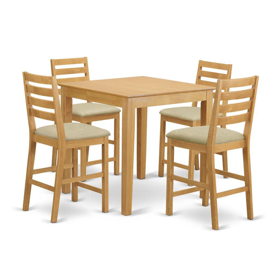 Pbcf5-Oak-C 5 Pc Counter Height Table And Chair Set - Counter Height Table And 4 Dinette Chairs. By East West Furniture | Dining Sets | Modishstore