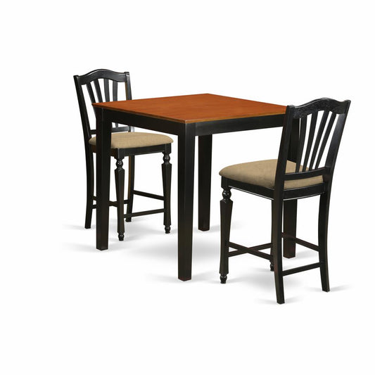 Pbch3-Blk-C 3 Pc Pub Table Set - High Top Table And 2 Kitchen Chairs. By East West Furniture | Bar Stools & Table | Modishstore