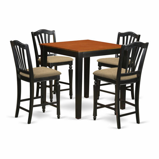 Pbch5-Blk-C 5 Pc Counter Height Set-Pub Table And 4 Kitchen Chairs. By East West Furniture | Bar Stools & Table | Modishstore