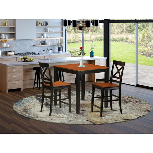 3 Pc Pub Table Set - Kitchen Dinette Table And 2 Counter Height Dining Chair. By East West Furniture | Bar Stools & Table | Modishstore