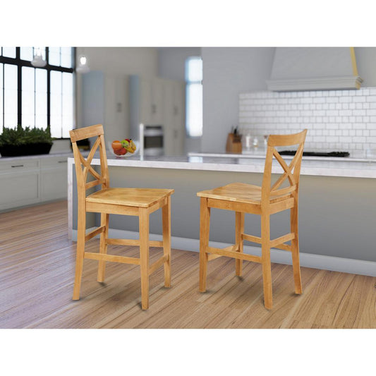 X-Back Stool With Wood Counter Seat In Oak Finish, Set Of 2 By East West Furniture | Dining Chairs | Modishstore