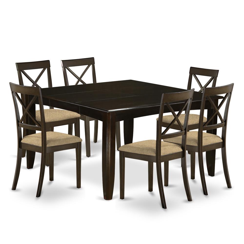 7 Pc Dining Room Set-Table With Leaf And 6 Kitchen Chairs. By East West Furniture - Pfbo7-Cap-C | Dining Sets | Modishstore