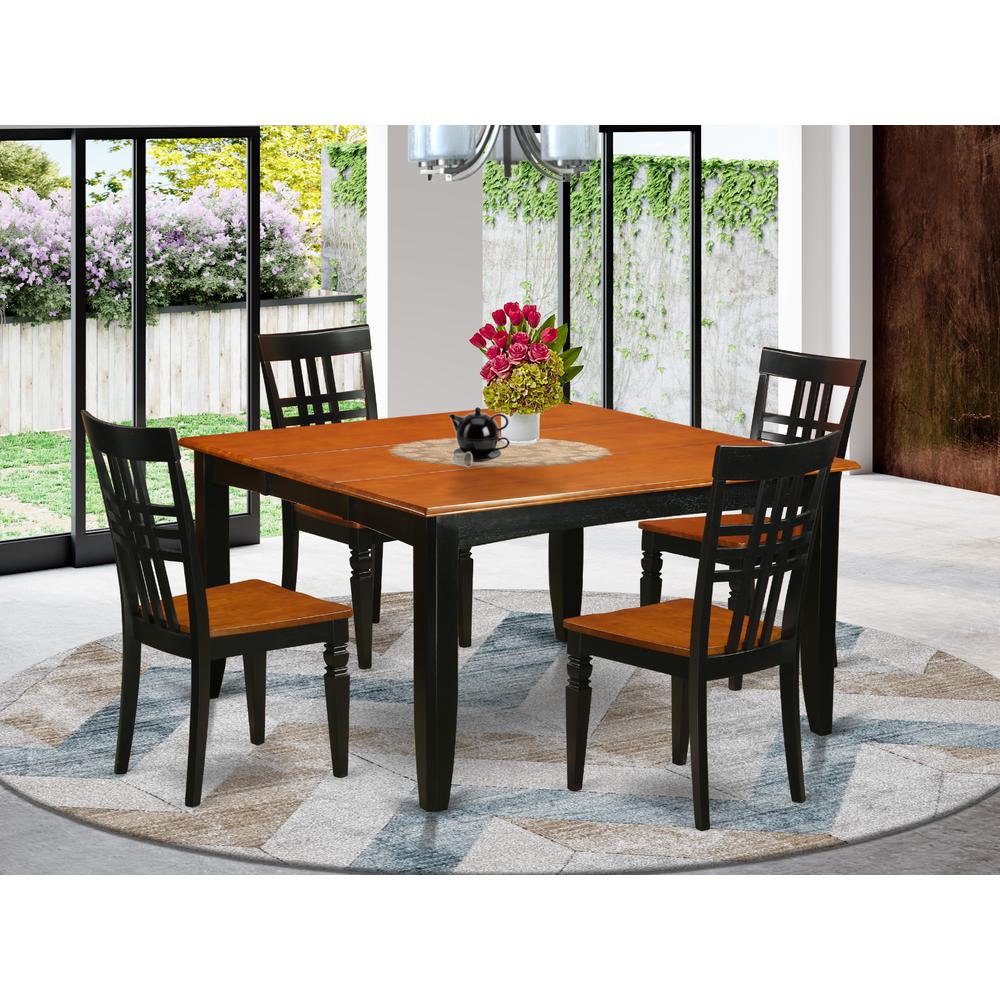 5 Pc Dining Room Set With A Dining Table And 4 Kitchen Chairs In Black And Cherry By East West Furniture | Dining Sets | Modishstore
