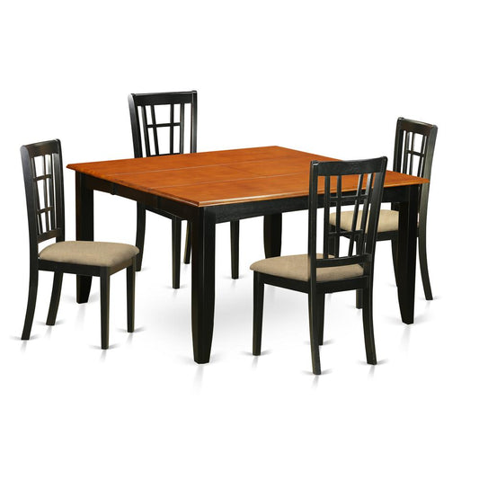5 Pc Dining Room Set-Dining Table And 4 Wood Dining Chairs By East West Furniture - Pfni5-Bch-C | Dining Sets | Modishstore