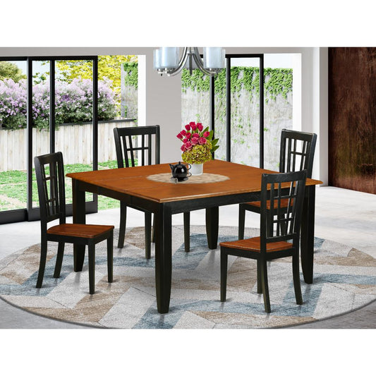 5 Pc Dining Room Set-Dining Table And 4 Wooden Dining Chairs By East West Furniture - Pfni5-Bch-W | Dining Sets | Modishstore