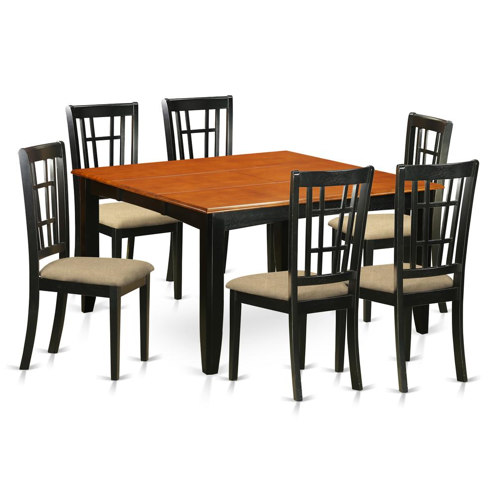 7 Pc Dining Room Set-Dining Table And 6 Wooden Dining Chairs By East West Furniture - Pfni7-Bch-C | Dining Sets | Modishstore