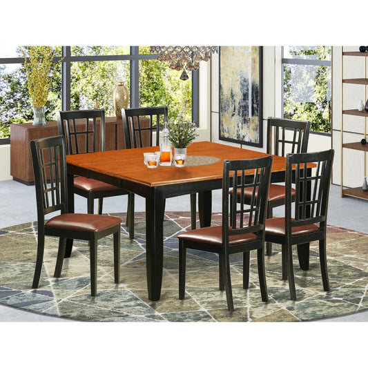 7 Pc Dining Room Set-Dining Table And 6 Wooden Dining Chairs By East West Furniture - Pfni7-Bch-Lc | Dining Sets | Modishstore