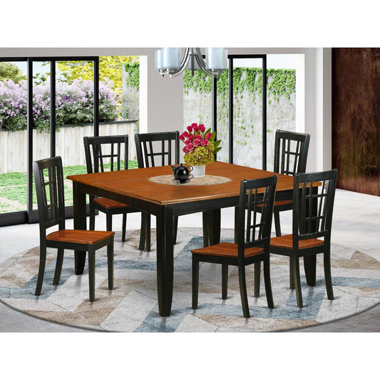 7 Pc Dining Room Set-Dining Table And 6 Wood Dining Chairs By East West Furniture - Pfni7-Bch-W | Dining Sets | Modishstore