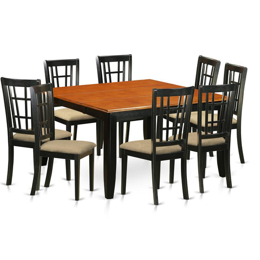9 Pc Dining Room Set-Dining Table And 8 Wood Dining Chairs By East West Furniture - Pfni9-Bch-C | Dining Sets | Modishstore