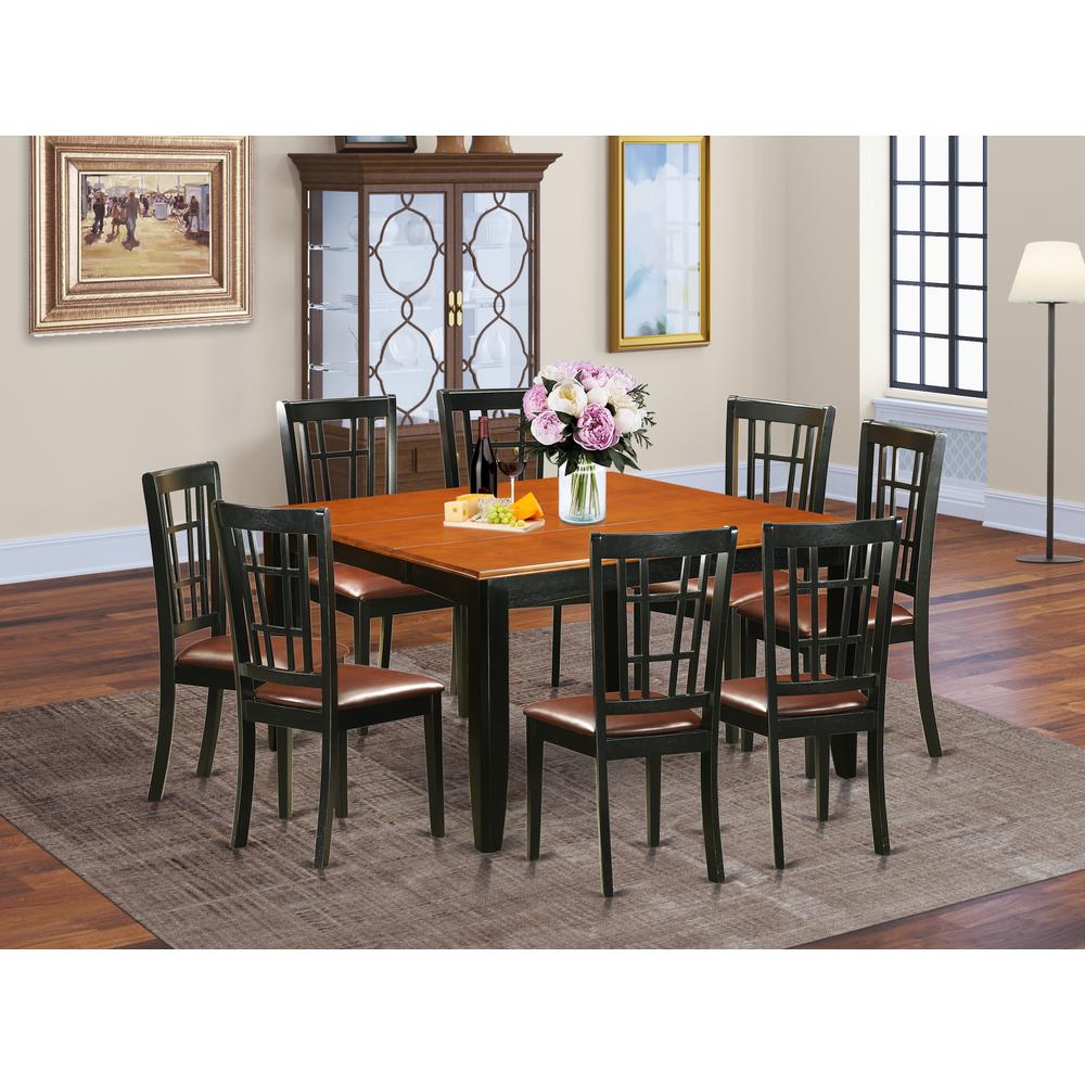 9 Pc Dining Room Set-Dining Table And 8 Wooden Dining Chairs By East West Furniture - Pfni9-Bch-Lc | Dining Sets | Modishstore