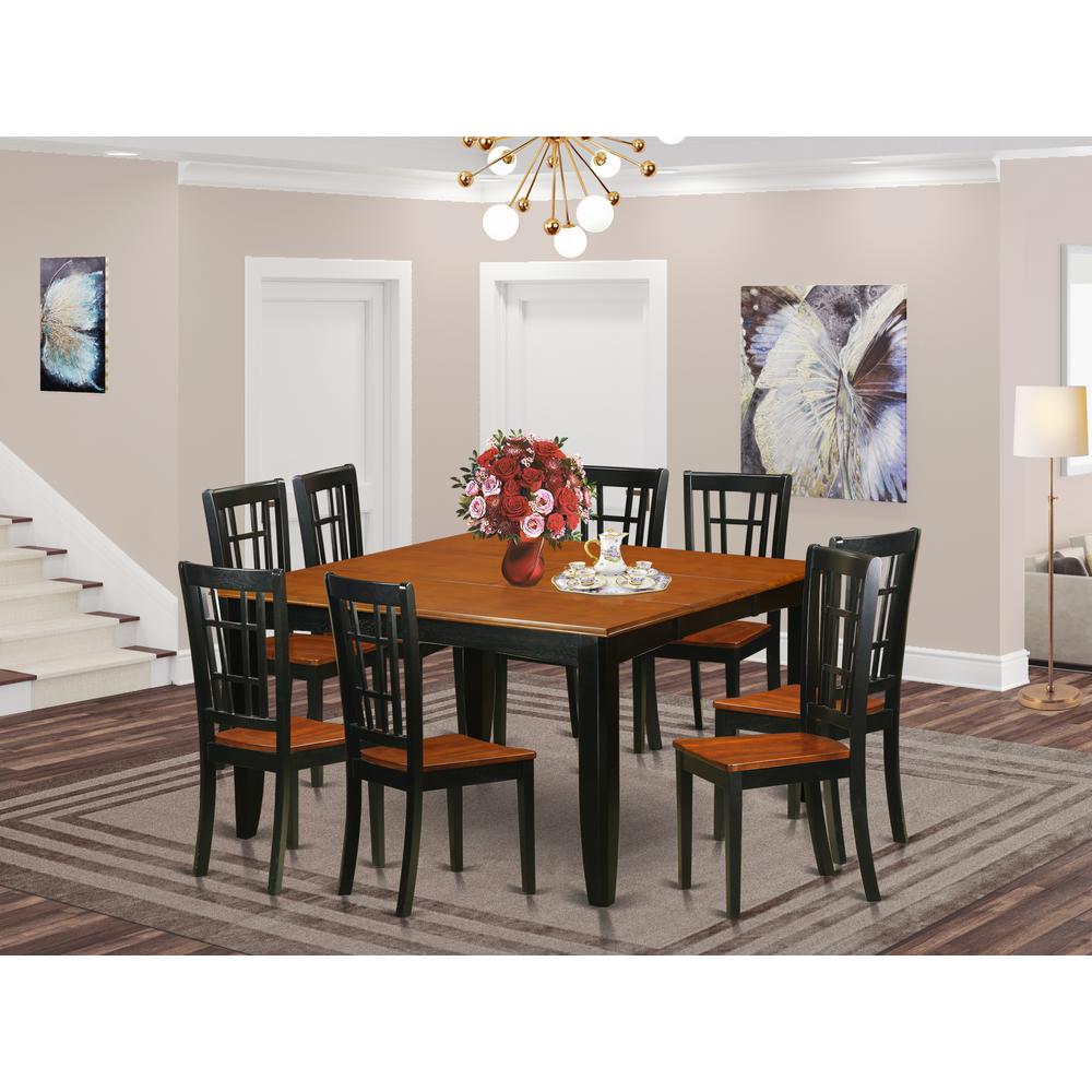 9 Pc Dining Room Set-Dining Table And 8 Wood Dining Chairs By East West Furniture - Pfni9-Bch-W | Dining Sets | Modishstore