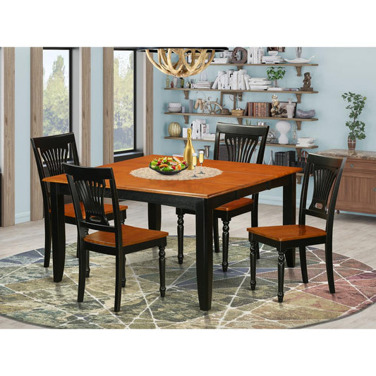 5 Pc Dining Room Set-Dining Table And 4 Wood Dining Chairs By East West Furniture - Pfpl5-Bch-W | Dining Sets | Modishstore