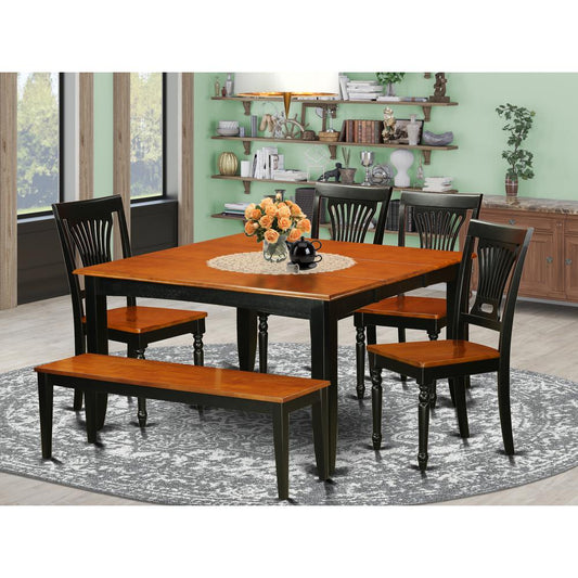 6 Pc Dining Room Set With Bench-Dining Table With 4 Wood Dining Chairs And A Bench By East West Furniture | Dining Sets | Modishstore