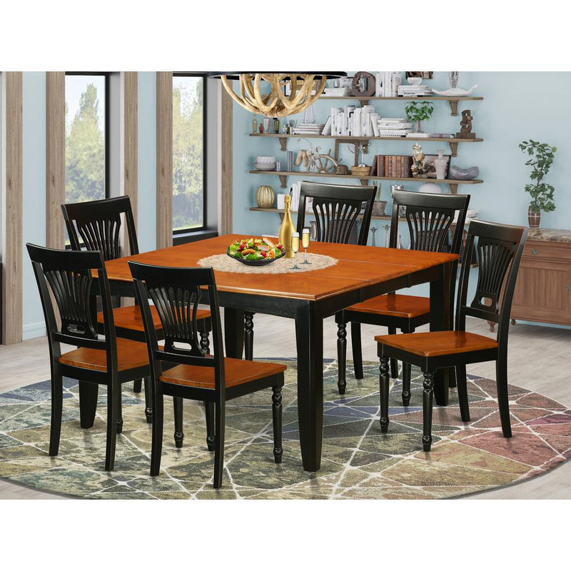 7 Pc Dining Room Set-Dining Table And 6 Wood Dining Chairs By East West Furniture - Pfpl7-Bch-W | Dining Sets | Modishstore