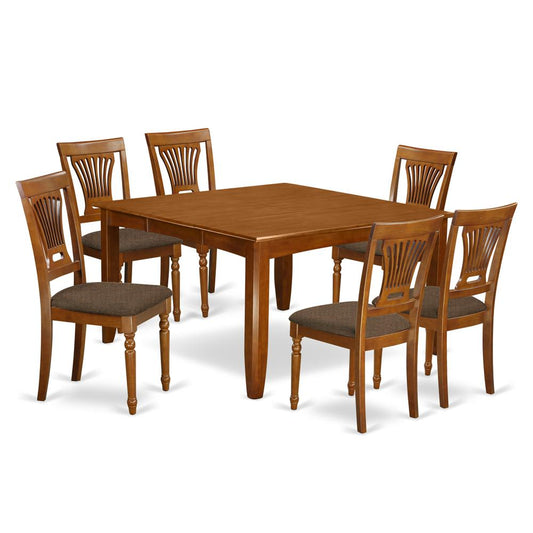7 Pc Dining Room Set-Table With Leaf And 6 Kitchen Chairs. By East West Furniture - Pfpl7-Sbr-C | Dining Sets | Modishstore