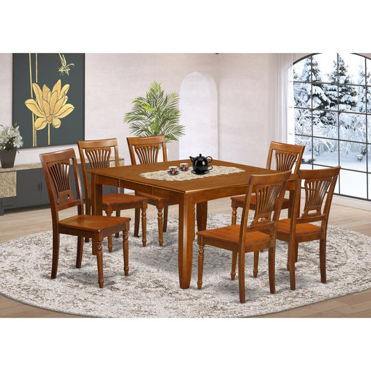 7 Pc Dining Room Set For 6-Square Dining Table With Leaf And With 6 Dining Chairs By East West Furniture | Dining Sets | Modishstore