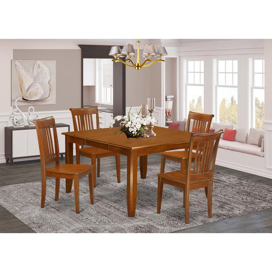 5 Pc Dining Room Set-Square Gathering Table With Leaf And 4 Dining Chairs By East West Furniture | Dining Sets | Modishstore