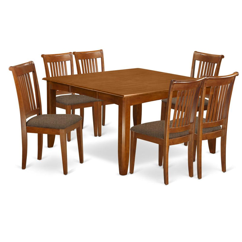 7 Pc Dining Set-Square Dining Table With Leaf And 6 Dining Chairs By East West Furniture | Dining Sets | Modishstore