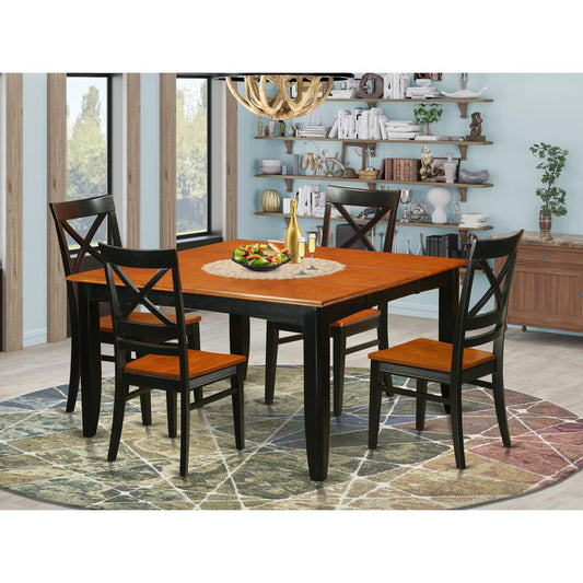 5 Pc Dining Room Set-Dining Table With 4 Wooden Dining Chairs By East West Furniture - Pfqu5-Bch-W | Dining Sets | Modishstore