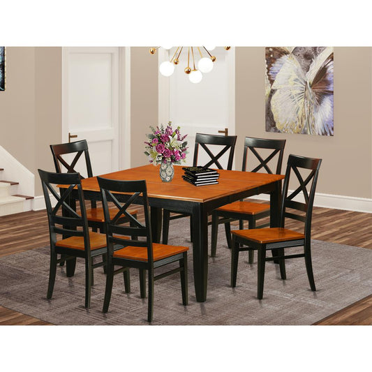 7 Pc Dining Room Set-Dining Table With 6 Wooden Dining Chairs By East West Furniture - Pfqu7-Bch-W | Dining Sets | Modishstore
