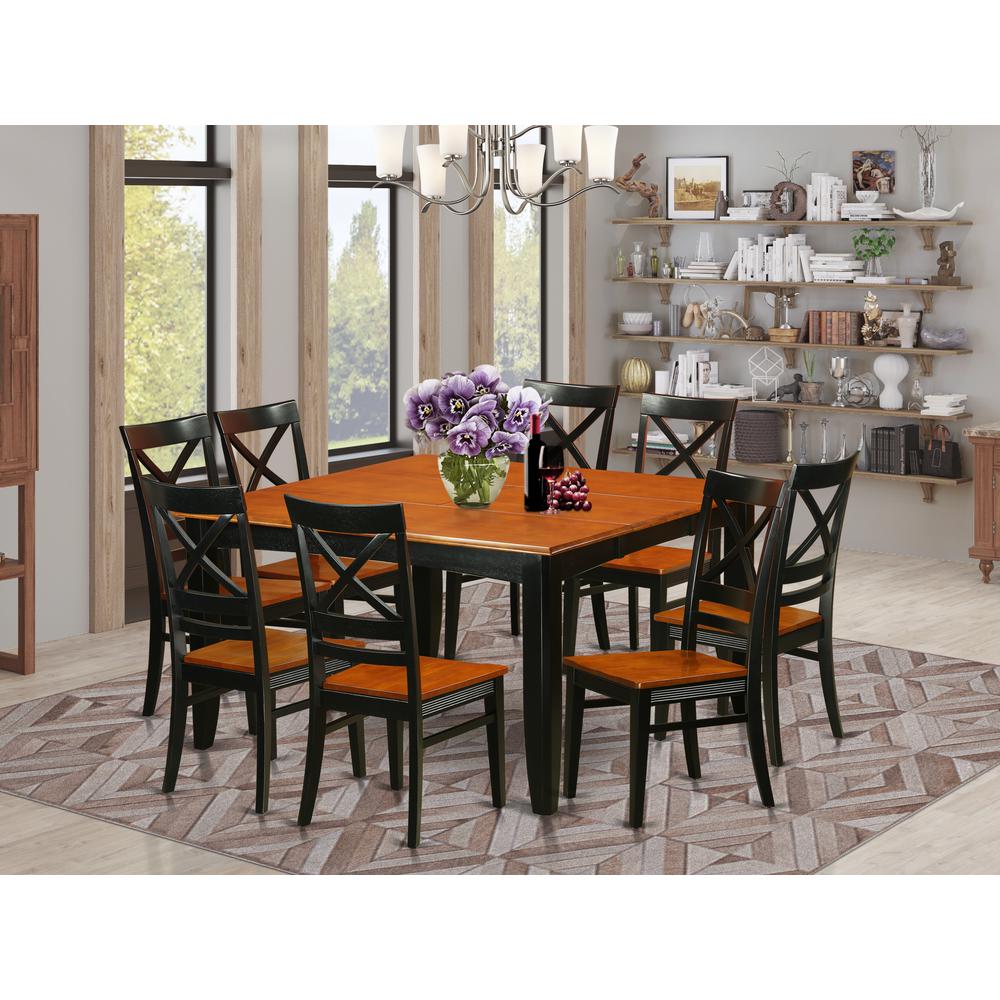 9 Pc Dining Room Set-Dining Table With 8 Wooden Dining Chairs By East West Furniture - Pfqu9-Bch-W | Dining Sets | Modishstore