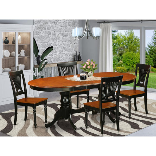 5 Pc Dining Room Set For 4-Dining Table And 4 Dining Chairs By East West Furniture - Plai5-Blk-W | Dining Sets | Modishstore