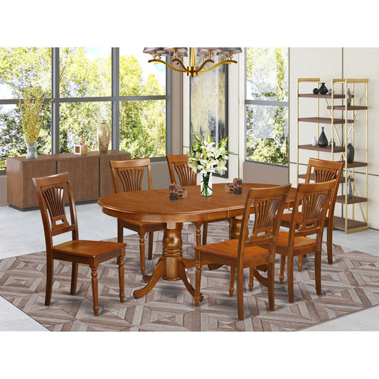 7 Pc Dining Room Set-Dining Table And 6 Dining Chairs By East West Furniture - Plai7-Sbr-W | Dining Sets | Modishstore