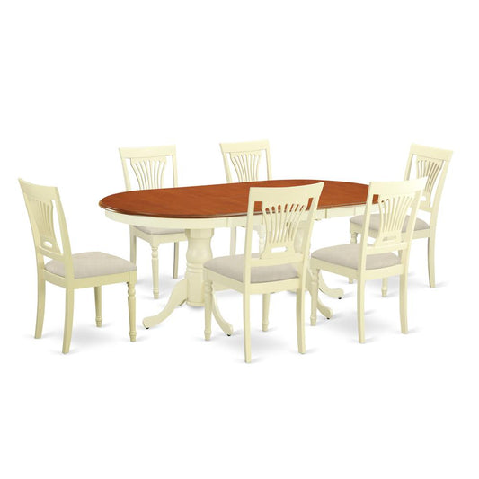 7 Pc Dining Room Set For 6-Dining Table With 6 Dining Chairs By East West Furniture - Plai7-Whi-C | Dining Sets | Modishstore