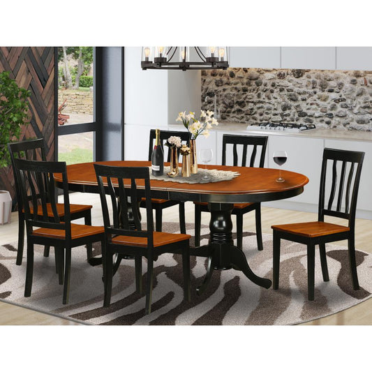 7 Pc Dining Room Set-Dining Table With 6 Dining Chairs By East West Furniture - Plan7-Bch-W | Dining Sets | Modishstore